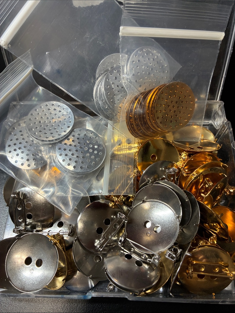 Mixed Metal Pin Back Buttons - Gold & Silver